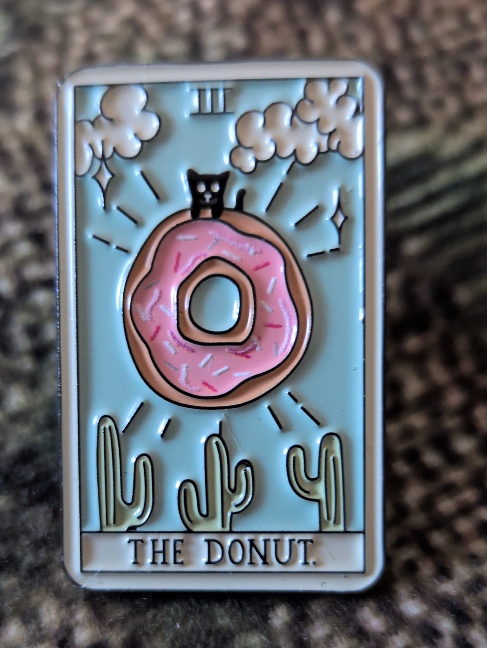 The Donut Decorative Enamel Pin - Tarot Parody Pink & Light Blue